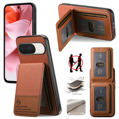 Twill Fabric Leather Vertical Flip RFID Card Bag Phone Case, For Google Pixel 11 Pro XL, For Google Pixel 11, For Google Pixel 11 Pro, For Google Pixel 10a, For Google Pixel 10 Pro XL, For Google Pixel 9a, For Google Pixel 9 Pro XL                     ...