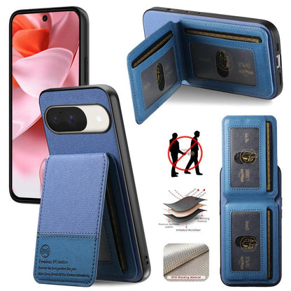 Twill Fabric Leather Vertical Flip RFID Card Bag Phone Case, For Google Pixel 11 Pro XL, For Google Pixel 11, For Google Pixel 11 Pro, For Google Pixel 10a, For Google Pixel 10 Pro XL, For Google Pixel 9a, For Google Pixel 9 Pro XL                     ...
