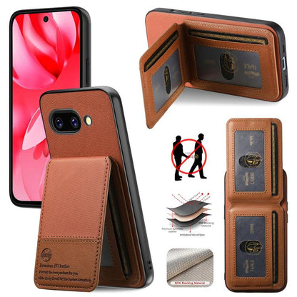Twill Fabric Leather Vertical Flip RFID Card Bag Phone Case, For Google Pixel 11 Pro XL, For Google Pixel 11, For Google Pixel 11 Pro, For Google Pixel 10a, For Google Pixel 10 Pro XL, For Google Pixel 9a, For Google Pixel 9 Pro XL                     ...