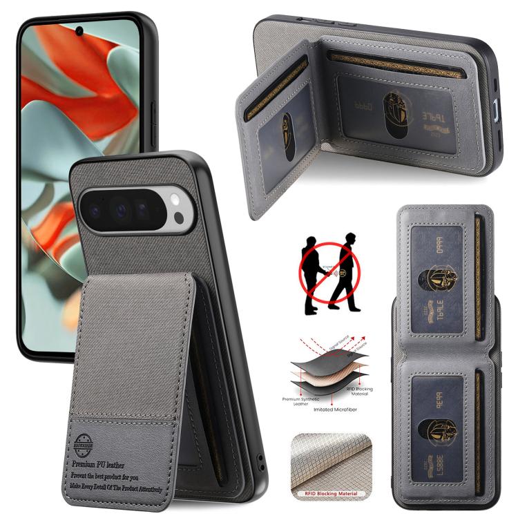 Twill Fabric Leather Vertical Flip RFID Card Bag Phone Case, For Google Pixel 11 Pro XL, For Google Pixel 11, For Google Pixel 11 Pro, For Google Pixel 10a, For Google Pixel 10 Pro XL, For Google Pixel 9a, For Google Pixel 9 Pro XL                     ...