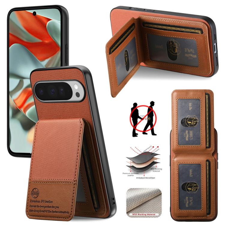 Twill Fabric Leather Vertical Flip RFID Card Bag Phone Case, For Google Pixel 11 Pro XL, For Google Pixel 11, For Google Pixel 11 Pro, For Google Pixel 10a, For Google Pixel 10 Pro XL, For Google Pixel 9a, For Google Pixel 9 Pro XL                     ...