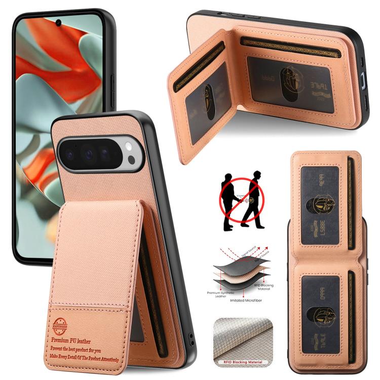 Twill Fabric Leather Vertical Flip RFID Card Bag Phone Case, For Google Pixel 11 Pro XL, For Google Pixel 11, For Google Pixel 11 Pro, For Google Pixel 10a, For Google Pixel 10 Pro XL, For Google Pixel 9a, For Google Pixel 9 Pro XL                     ...