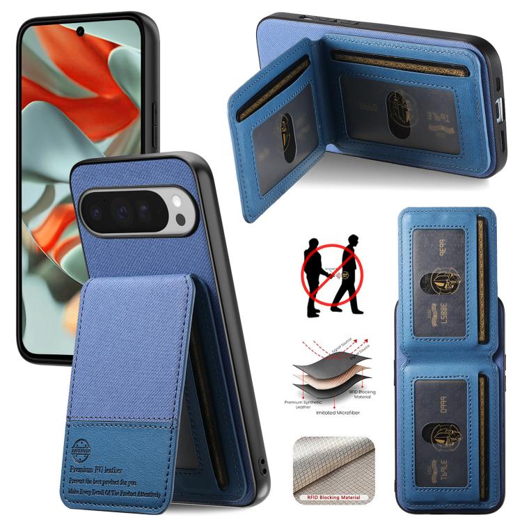 Twill Fabric Leather Vertical Flip RFID Card Bag Phone Case, For Google Pixel 11 Pro XL, For Google Pixel 11, For Google Pixel 11 Pro, For Google Pixel 10a, For Google Pixel 10 Pro XL, For Google Pixel 9a, For Google Pixel 9 Pro XL                     ...