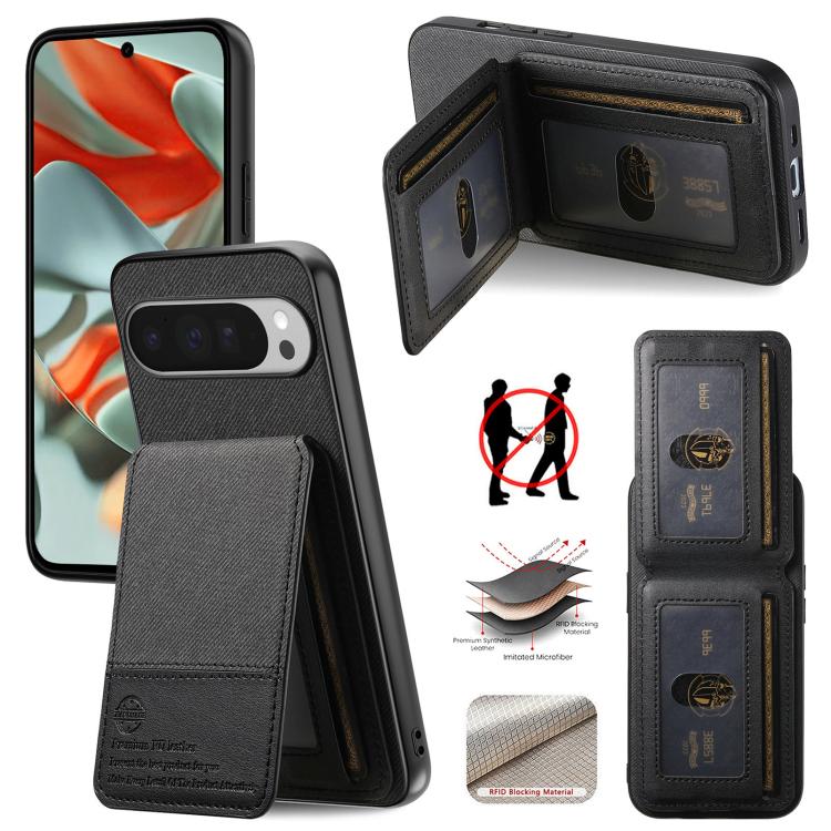 Twill Fabric Leather Vertical Flip RFID Card Bag Phone Case, For Google Pixel 11 Pro XL, For Google Pixel 11, For Google Pixel 11 Pro, For Google Pixel 10a, For Google Pixel 10 Pro XL, For Google Pixel 9a, For Google Pixel 9 Pro XL                     ...