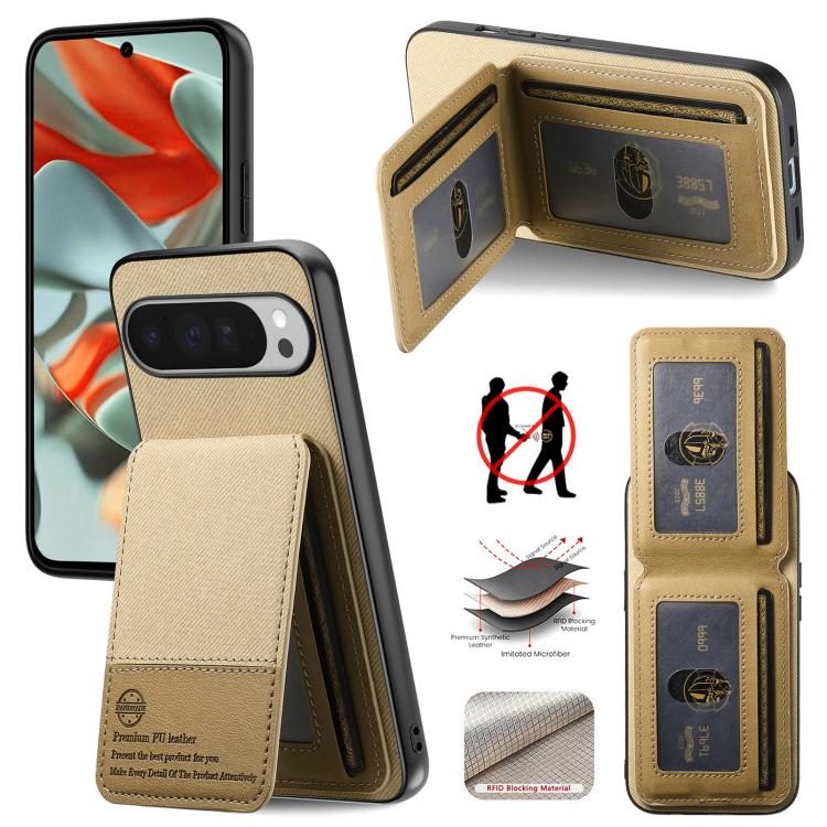 Twill Fabric Leather Vertical Flip RFID Card Bag Phone Case, For Google Pixel 11 Pro XL, For Google Pixel 11, For Google Pixel 11 Pro, For Google Pixel 10a, For Google Pixel 10 Pro XL, For Google Pixel 9a, For Google Pixel 9 Pro XL                     ...