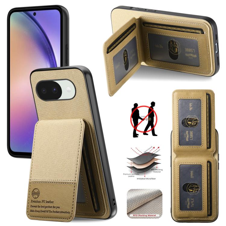 Twill Fabric Leather Vertical Flip RFID Card Bag Phone Case, For Google Pixel 11 Pro XL, For Google Pixel 11, For Google Pixel 11 Pro, For Google Pixel 10a, For Google Pixel 10 Pro XL, For Google Pixel 9a, For Google Pixel 9 Pro XL                     ...
