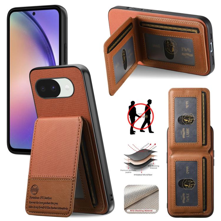 Twill Fabric Leather Vertical Flip RFID Card Bag Phone Case, For Google Pixel 11 Pro XL, For Google Pixel 11, For Google Pixel 11 Pro, For Google Pixel 10a, For Google Pixel 10 Pro XL, For Google Pixel 9a, For Google Pixel 9 Pro XL                     ...