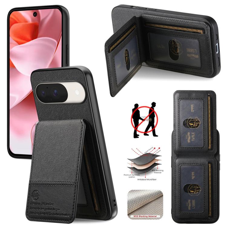 Twill Fabric Leather Vertical Flip RFID Card Bag Phone Case, For Google Pixel 11 Pro XL, For Google Pixel 11, For Google Pixel 11 Pro, For Google Pixel 10a, For Google Pixel 10 Pro XL, For Google Pixel 9a, For Google Pixel 9 Pro XL                     ...