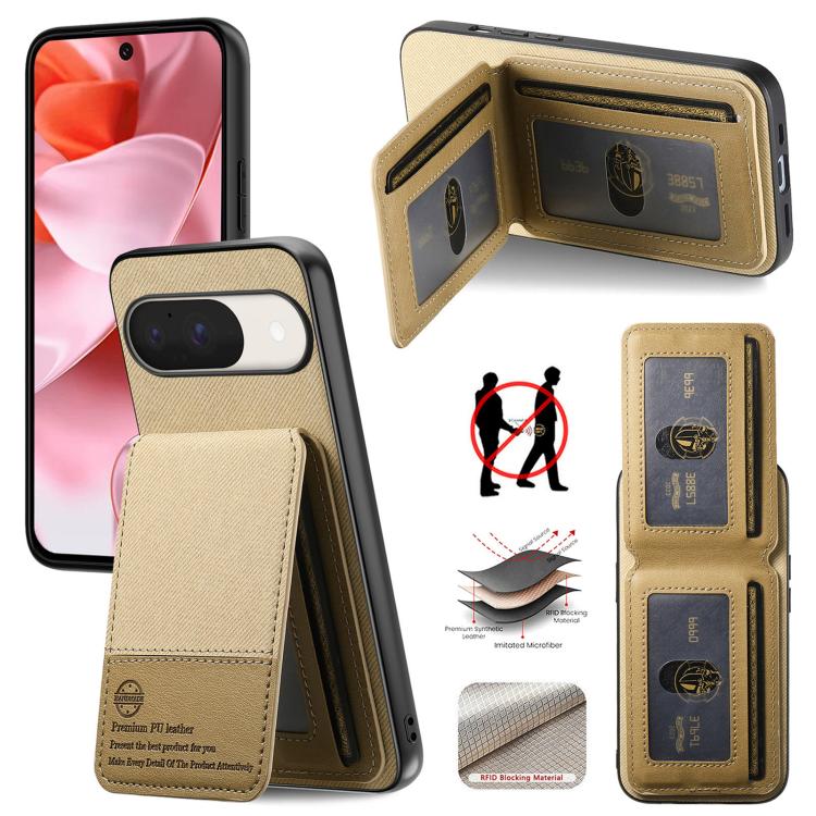 Twill Fabric Leather Vertical Flip RFID Card Bag Phone Case, For Google Pixel 11 Pro XL, For Google Pixel 11, For Google Pixel 11 Pro, For Google Pixel 10a, For Google Pixel 10 Pro XL, For Google Pixel 9a, For Google Pixel 9 Pro XL                     ...