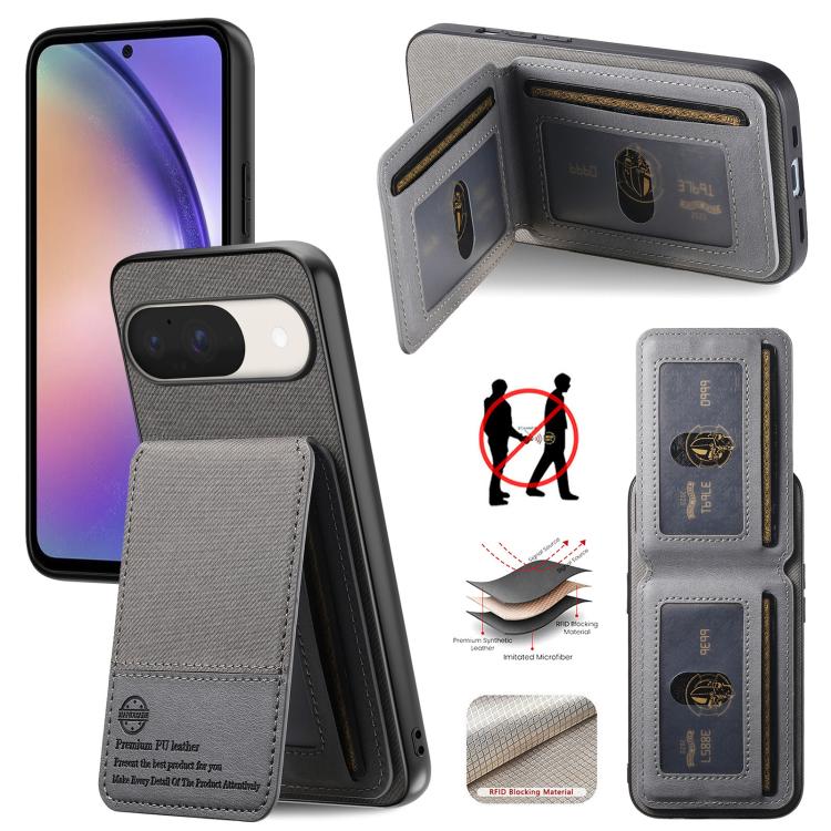 Twill Fabric Leather Vertical Flip RFID Card Bag Phone Case, For Google Pixel 11 Pro XL, For Google Pixel 11, For Google Pixel 11 Pro, For Google Pixel 10a, For Google Pixel 10 Pro XL, For Google Pixel 9a, For Google Pixel 9 Pro XL                     ...