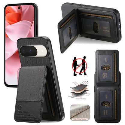 Twill Fabric Leather Vertical Flip RFID Card Bag Phone Case, For Google Pixel 11 Pro XL, For Google Pixel 11, For Google Pixel 11 Pro, For Google Pixel 10a, For Google Pixel 10 Pro XL, For Google Pixel 9a, For Google Pixel 9 Pro XL                     ...