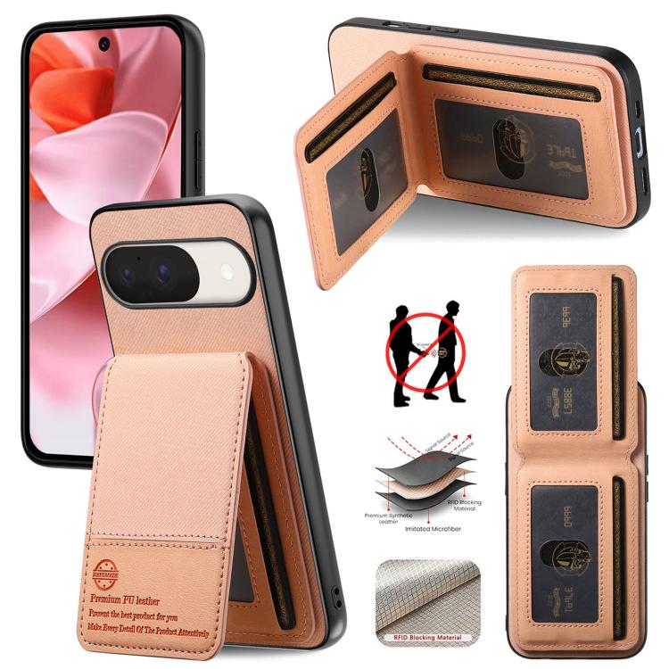 Twill Fabric Leather Vertical Flip RFID Card Bag Phone Case, For Google Pixel 11 Pro XL, For Google Pixel 11, For Google Pixel 11 Pro, For Google Pixel 10a, For Google Pixel 10 Pro XL, For Google Pixel 9a, For Google Pixel 9 Pro XL                     ...
