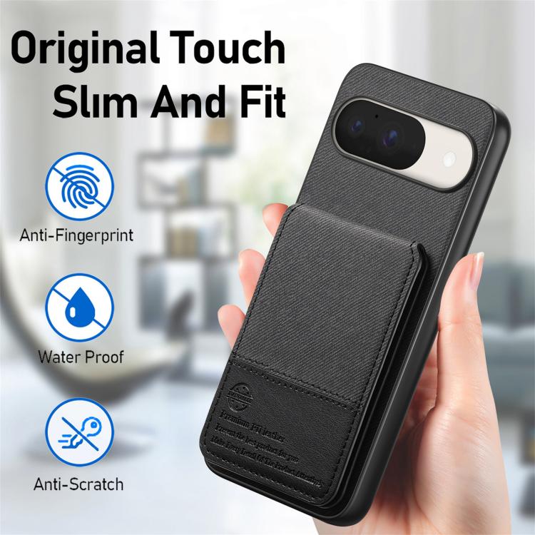 Twill Fabric Leather Vertical Flip RFID Card Bag Phone Case, For Google Pixel 11 Pro XL, For Google Pixel 11, For Google Pixel 11 Pro, For Google Pixel 10a, For Google Pixel 10 Pro XL, For Google Pixel 9a, For Google Pixel 9 Pro XL                     ...