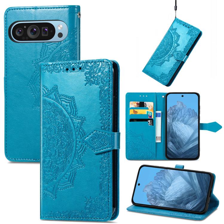 Mandala Flower Embossed Leather Phone Case, For Google Pixel 11 Pro XL, For Google Pixel 10a, For Google Pixel 10 Pro XL, For Google Pixel 9a, For Google Pixel 9 Pro XL, For Google Pixel 11 / 11 Pro, For Google Pixel 10 / 10 Pro                        ...