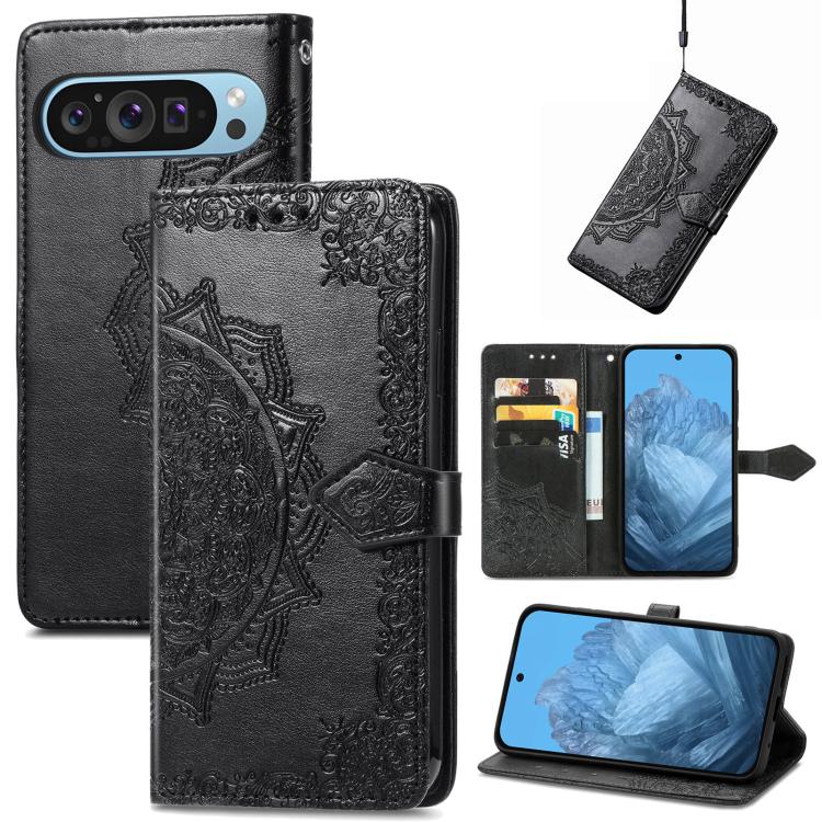 Mandala Flower Embossed Leather Phone Case, For Google Pixel 11 Pro XL, For Google Pixel 10a, For Google Pixel 10 Pro XL, For Google Pixel 9a, For Google Pixel 9 Pro XL, For Google Pixel 11 / 11 Pro, For Google Pixel 10 / 10 Pro                        ...