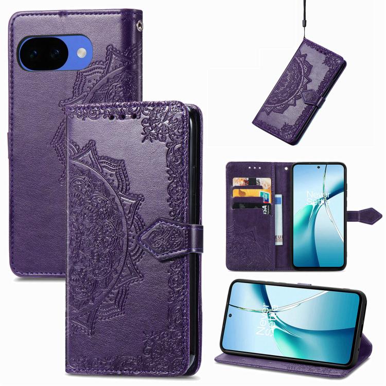 Mandala Flower Embossed Leather Phone Case, For Google Pixel 11 Pro XL, For Google Pixel 10a, For Google Pixel 10 Pro XL, For Google Pixel 9a, For Google Pixel 9 Pro XL, For Google Pixel 11 / 11 Pro, For Google Pixel 10 / 10 Pro                        ...