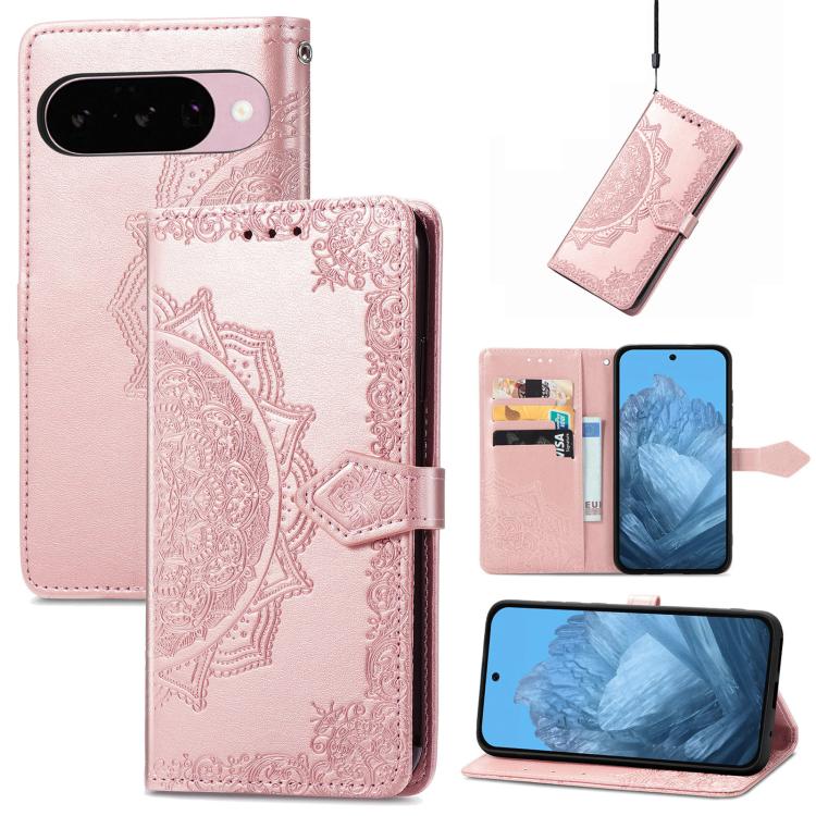 Mandala Flower Embossed Leather Phone Case, For Google Pixel 11 Pro XL, For Google Pixel 10a, For Google Pixel 10 Pro XL, For Google Pixel 9a, For Google Pixel 9 Pro XL, For Google Pixel 11 / 11 Pro, For Google Pixel 10 / 10 Pro                        ...
