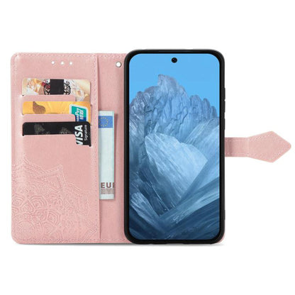 Mandala Flower Embossed Leather Phone Case, For Google Pixel 11 Pro XL, For Google Pixel 10a, For Google Pixel 10 Pro XL, For Google Pixel 9a, For Google Pixel 9 Pro XL, For Google Pixel 11 / 11 Pro, For Google Pixel 10 / 10 Pro                        ...