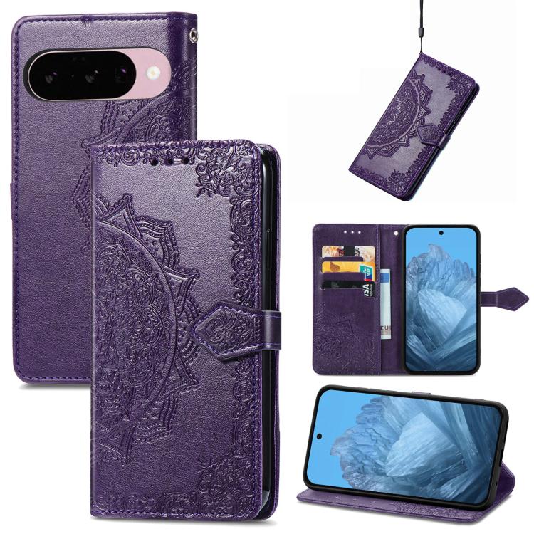 Mandala Flower Embossed Leather Phone Case, For Google Pixel 11 Pro XL, For Google Pixel 10a, For Google Pixel 10 Pro XL, For Google Pixel 9a, For Google Pixel 9 Pro XL, For Google Pixel 11 / 11 Pro, For Google Pixel 10 / 10 Pro                        ...
