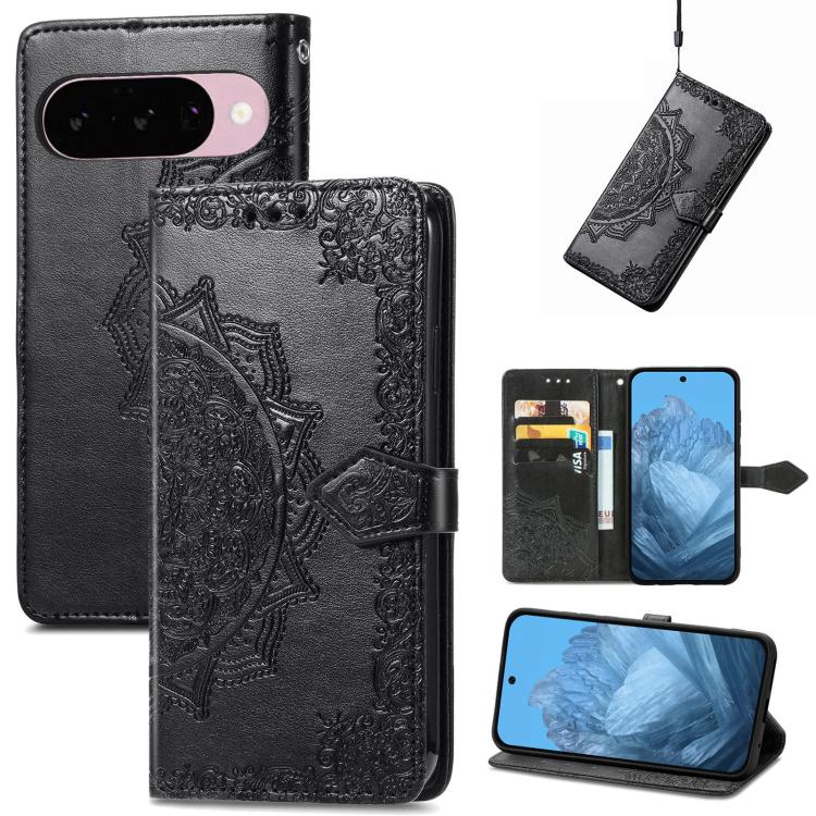 Mandala Flower Embossed Leather Phone Case, For Google Pixel 11 Pro XL, For Google Pixel 10a, For Google Pixel 10 Pro XL, For Google Pixel 9a, For Google Pixel 9 Pro XL, For Google Pixel 11 / 11 Pro, For Google Pixel 10 / 10 Pro                        ...