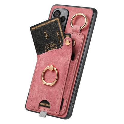 Retro Skin-feel Ring Card Bag Phone Case with Hang Loop, For Google Pixel 11 Pro XL, For Google Pixel 11, For Google Pixel 11 Pro, For Google Pixel 10 Pro XL, For Google Pixel 9a, For Google Pixel 9 Pro XL, For Google Pixel 10 / 10 Pro                 ...