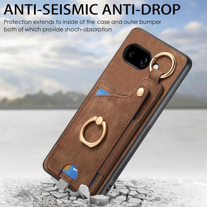 Retro Skin-feel Ring Card Bag Phone Case with Hang Loop, For Google Pixel 11 Pro XL, For Google Pixel 11, For Google Pixel 11 Pro, For Google Pixel 10 Pro XL, For Google Pixel 9a, For Google Pixel 9 Pro XL, For Google Pixel 10 / 10 Pro                 ...