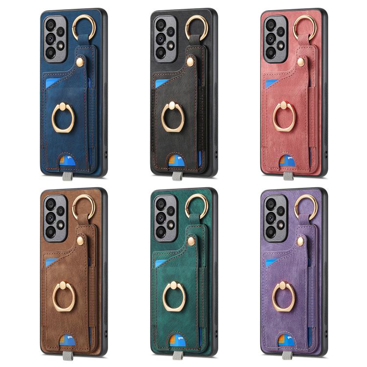 Retro Skin-feel Ring Card Bag Phone Case with Hang Loop, For Google Pixel 11 Pro XL, For Google Pixel 11, For Google Pixel 11 Pro, For Google Pixel 10 Pro XL, For Google Pixel 9a, For Google Pixel 9 Pro XL, For Google Pixel 10 / 10 Pro                 ...