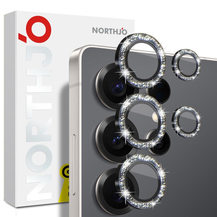 NORTHJO 1 Set Camera Lens Protector Glitter Metal Ring Film, For Galaxy S25+ 5G, For Galaxy S25 Ultra 5G