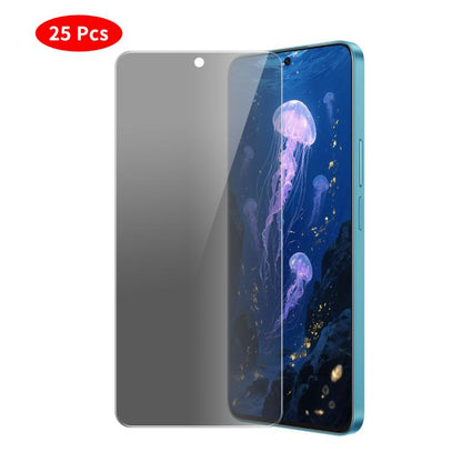 JUNSUNMAY 25 PCS/Pack Privacy Screen Protector Tempered Glass Film, For Redmi Note 17 Pro Global 163.5mm, For Xiaomi Poco F9 Ultra 5G, For Xiaomi Poco F9 Pro 5G, For Redmi A7 4G 171.8mm, For Redmi Note 15 Pro 5G Global 163.6mm, For Redmi A5 NFC 173.3mm...