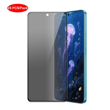 JUNSUNMAY 25 PCS/Pack Silk Print Full Coverage Privacy Tempered Glass Film, For Redmi Note 17 Pro Global 163.5mm, For Xiaomi Poco F9 Ultra 5G, For Xiaomi Poco F9 Pro 5G, For Redmi A7 4G 171.8mm, For Redmi A7 Pro 4G 171mm                                ...