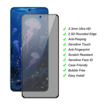 JUNSUNMAY 25 PCS/Pack Silk Print Full Coverage Privacy Tempered Glass Film, For Redmi Note 17 Pro Global 163.5mm, For Xiaomi Poco F9 Ultra 5G, For Xiaomi Poco F9 Pro 5G, For Redmi A7 4G 171.8mm, For Redmi A7 Pro 4G 171mm                                ...