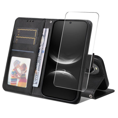 ENKAY Card Wallet Calf Texture Leather Phone Case with Screen Film, For Huawei nova 16 SE, For Huawei nova 16, For Huawei nova 14, For Huawei nova 15 Pro / 15 Ultra
