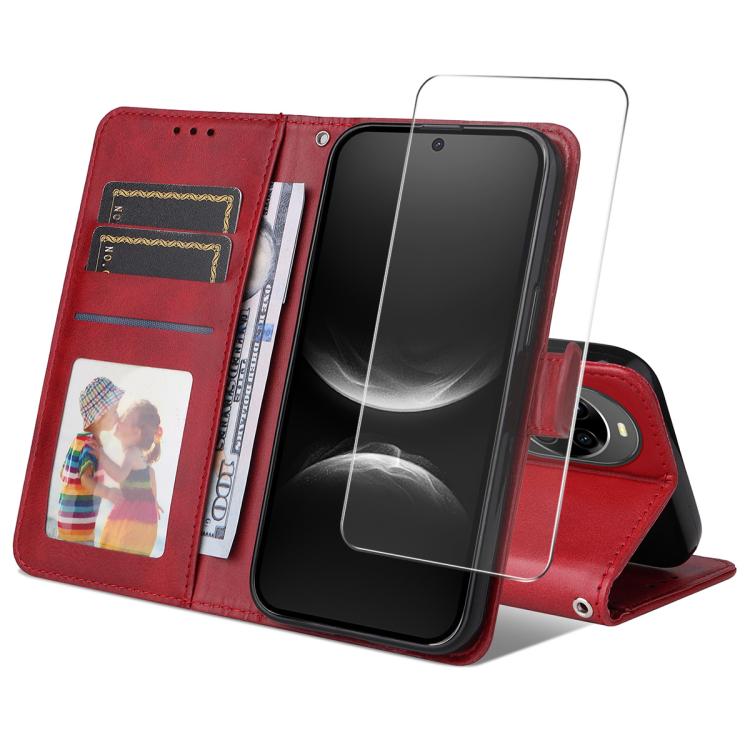 ENKAY Card Wallet Calf Texture Leather Phone Case with Screen Film, For Huawei nova 16 SE, For Huawei nova 16, For Huawei nova 14, For Huawei nova 15 Pro / 15 Ultra