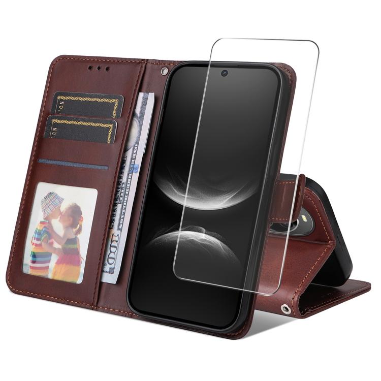 ENKAY Card Wallet Calf Texture Leather Phone Case with Screen Film, For Huawei nova 16 SE, For Huawei nova 16, For Huawei nova 14, For Huawei nova 15 Pro / 15 Ultra