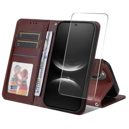 ENKAY Card Wallet Calf Texture Leather Phone Case with Screen Film, For Huawei nova 16 SE, For Huawei nova 16, For Huawei nova 14, For Huawei nova 15 Pro / 15 Ultra