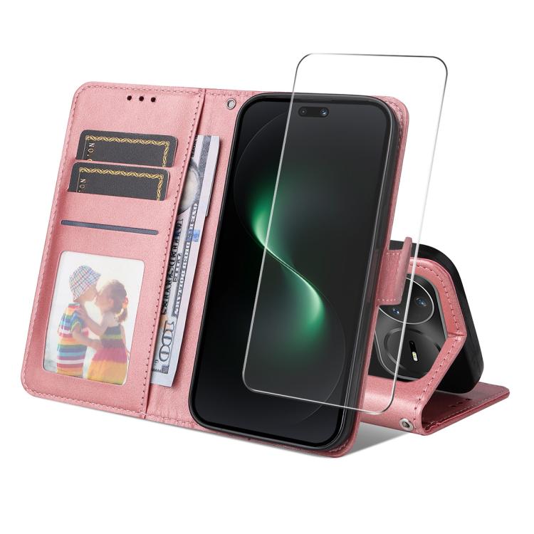 ENKAY Card Wallet Calf Texture Leather Phone Case with Screen Film, For Huawei nova 16 SE, For Huawei nova 16, For Huawei nova 14, For Huawei nova 15 Pro / 15 Ultra