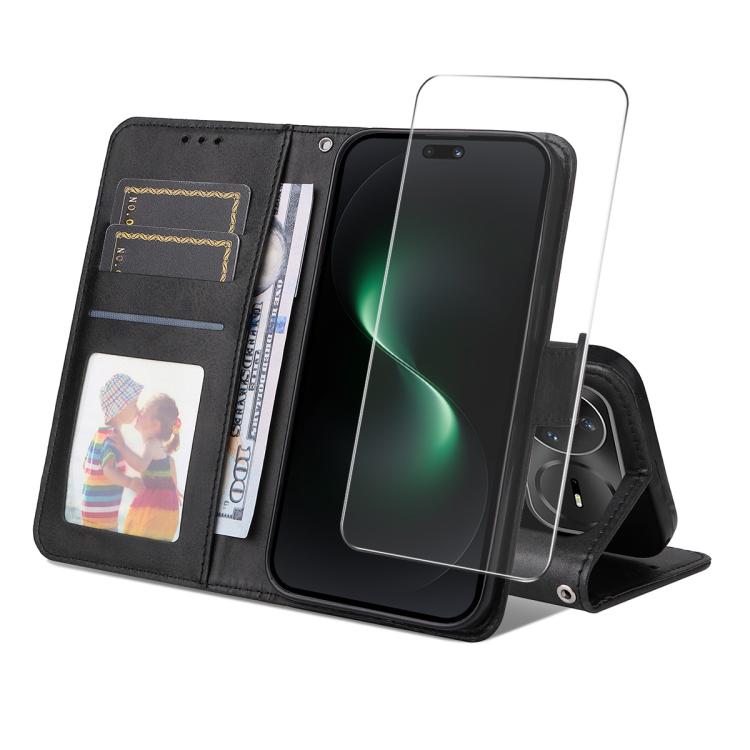 ENKAY Card Wallet Calf Texture Leather Phone Case with Screen Film, For Huawei nova 16 SE, For Huawei nova 16, For Huawei nova 14, For Huawei nova 15 Pro / 15 Ultra