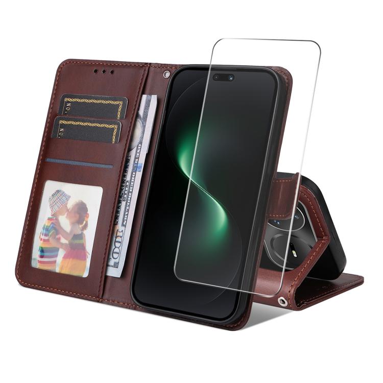 ENKAY Card Wallet Calf Texture Leather Phone Case with Screen Film, For Huawei nova 16 SE, For Huawei nova 16, For Huawei nova 14, For Huawei nova 15 Pro / 15 Ultra