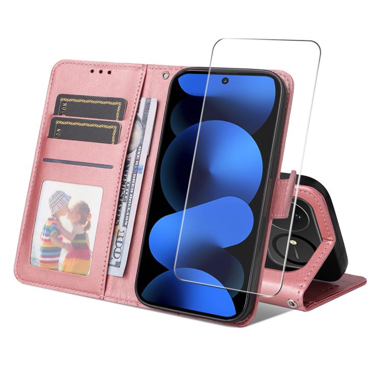ENKAY Card Wallet Calf Texture Leather Phone Case with Screen Film, For Huawei nova 16 SE, For Huawei nova 16, For Huawei nova 14, For Huawei nova 15 Pro / 15 Ultra