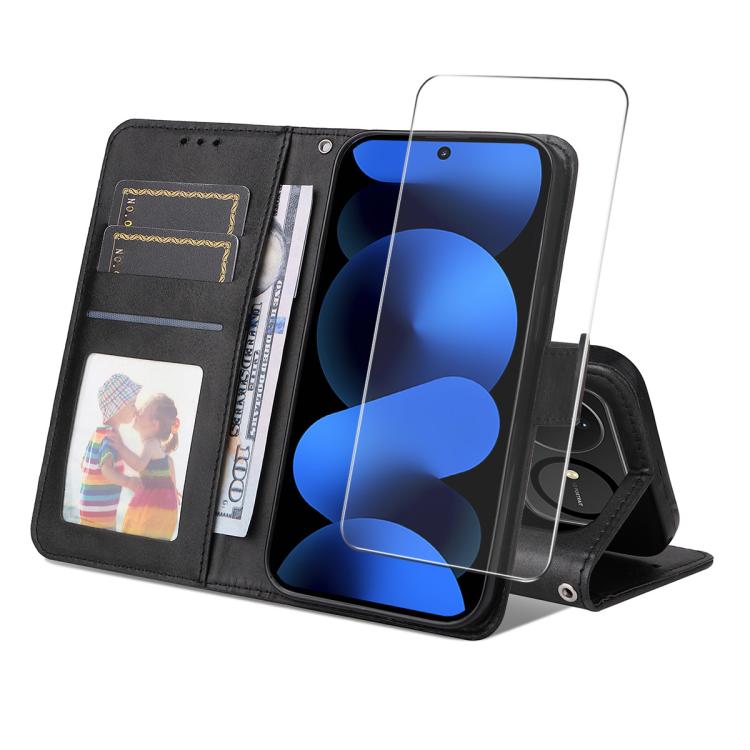 ENKAY Card Wallet Calf Texture Leather Phone Case with Screen Film, For Huawei nova 16 SE, For Huawei nova 16, For Huawei nova 14, For Huawei nova 15 Pro / 15 Ultra