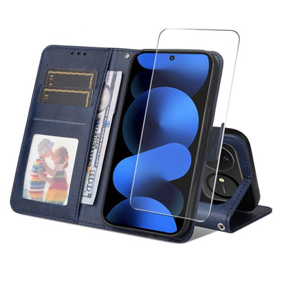 ENKAY Card Wallet Calf Texture Leather Phone Case with Screen Film, For Huawei nova 16 SE, For Huawei nova 16, For Huawei nova 14, For Huawei nova 15 Pro / 15 Ultra