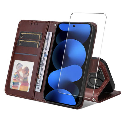 ENKAY Card Wallet Calf Texture Leather Phone Case with Screen Film, For Huawei nova 16 SE, For Huawei nova 16, For Huawei nova 14, For Huawei nova 15 Pro / 15 Ultra