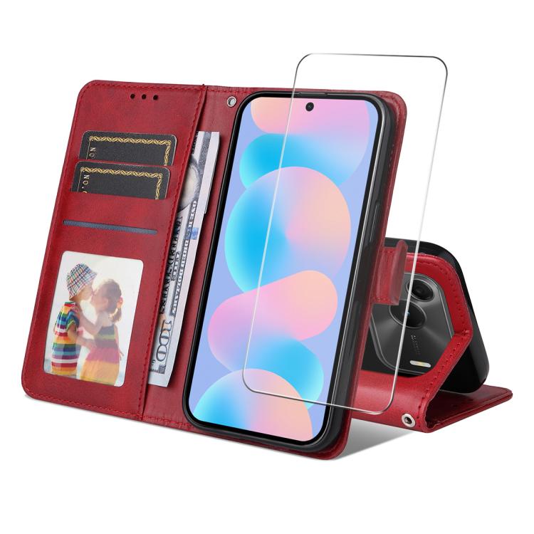 ENKAY Card Wallet Calf Texture Leather Phone Case with Screen Film, For Huawei nova 16 SE, For Huawei nova 16, For Huawei nova 14, For Huawei nova 15 Pro / 15 Ultra