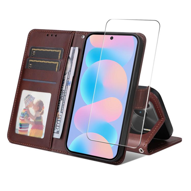 ENKAY Card Wallet Calf Texture Leather Phone Case with Screen Film, For Huawei nova 16 SE, For Huawei nova 16, For Huawei nova 14, For Huawei nova 15 Pro / 15 Ultra