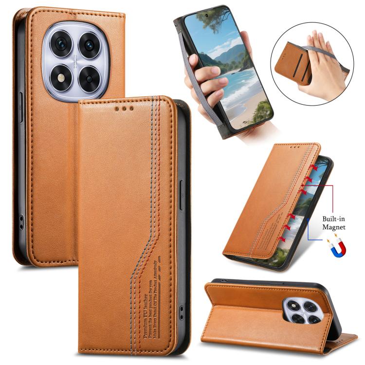 Elastic Wristband Magnetic Suction Leather Phone Case, For Xiaomi Poco X8 Pro Max 5G, For Xiaomi Poco X8 Pro 5G, For Redmi Turbo 5 Max 5G, For Redmi Turbo 5 5G, For Xiaomi 17 Pro Max, For Xiaomi 17 Pro, For Xiaomi 17, For Xiaomi Poco M7 4G 169mm       ...