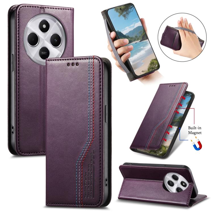 Elastic Wristband Magnetic Suction Leather Phone Case, For Xiaomi Poco X8 Pro Max 5G, For Xiaomi Poco X8 Pro 5G, For Redmi Turbo 5 Max 5G, For Redmi Turbo 5 5G, For Xiaomi 17 Pro Max, For Xiaomi 17 Pro, For Xiaomi 17, For Xiaomi Poco M7 4G 169mm       ...
