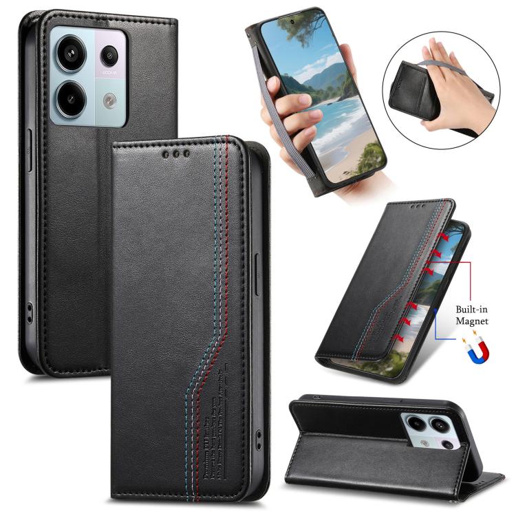 Elastic Wristband Magnetic Suction Leather Phone Case, For Xiaomi Poco X8 Pro Max 5G, For Xiaomi Poco X8 Pro 5G, For Redmi Turbo 5 Max 5G, For Redmi Turbo 5 5G, For Xiaomi 17 Pro Max, For Xiaomi 17 Pro, For Xiaomi 17, For Xiaomi Poco M7 4G 169mm       ...