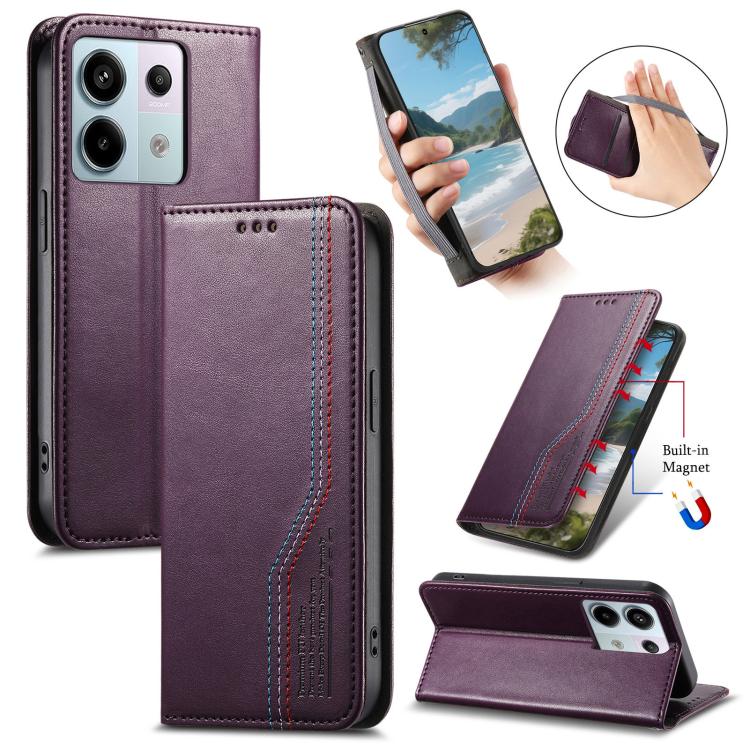 Elastic Wristband Magnetic Suction Leather Phone Case, For Xiaomi Poco X8 Pro Max 5G, For Xiaomi Poco X8 Pro 5G, For Redmi Turbo 5 Max 5G, For Redmi Turbo 5 5G, For Xiaomi 17 Pro Max, For Xiaomi 17 Pro, For Xiaomi 17, For Xiaomi Poco M7 4G 169mm       ...