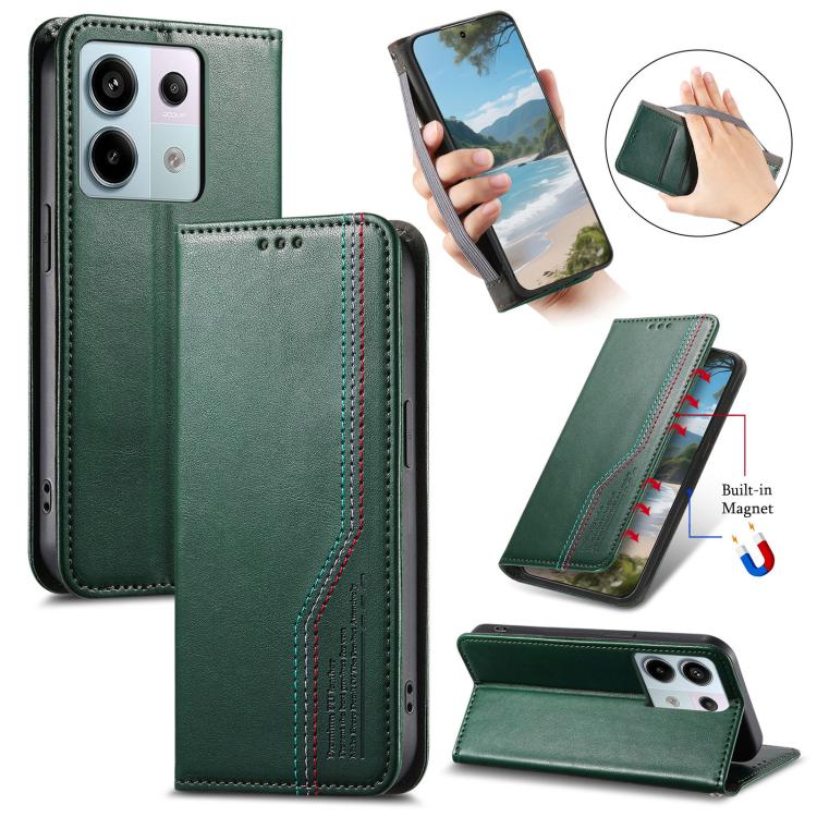 Elastic Wristband Magnetic Suction Leather Phone Case, For Xiaomi Poco X8 Pro Max 5G, For Xiaomi Poco X8 Pro 5G, For Redmi Turbo 5 Max 5G, For Redmi Turbo 5 5G, For Xiaomi 17 Pro Max, For Xiaomi 17 Pro, For Xiaomi 17, For Xiaomi Poco M7 4G 169mm       ...
