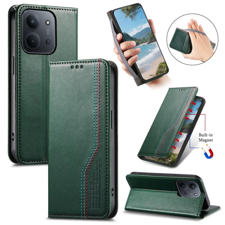 Elastic Wristband Magnetic Suction Leather Phone Case, For Xiaomi Poco X8 Pro Max 5G, For Xiaomi Poco X8 Pro 5G, For Redmi Turbo 5 Max 5G, For Redmi Turbo 5 5G, For Xiaomi 17 Pro Max, For Xiaomi 17 Pro, For Xiaomi 17, For Xiaomi Poco M7 4G 169mm       ...